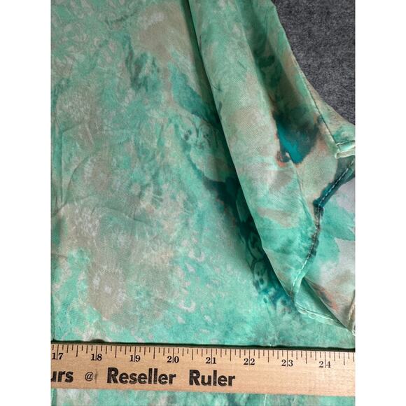 Chico's Blouse Women S/M Green V Neck‎ Paula Poncho Mature Semi Sheer Artsy - Picture 5 of 8